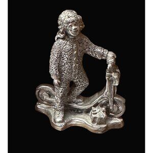 Michael‎ Ricker 2004 Pewter Figurine Of Child On Scooter